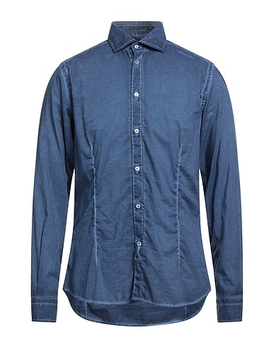 PLOUMANAC'H Solid color shirt Midnight blue 100% Cotton