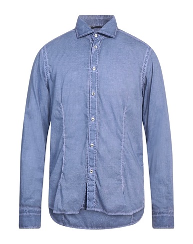 PLOUMANAC'H Solid colour shirt Light blue 100% Cotton