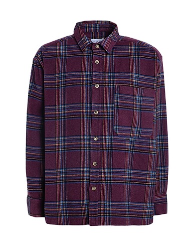 TOPMAN Checked shirt Purple 41% Acrylic, 37% Synthetic fibers, 14% Cotton, 6% Viscose, 2% Wool