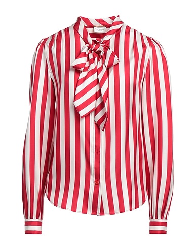 SAINT LAURENT Chemise à rayures Rouge 100% Soie