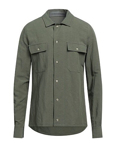 ..,BEAUCOUP Solid colour shirt Military green 60% Viscose, 40% Linen