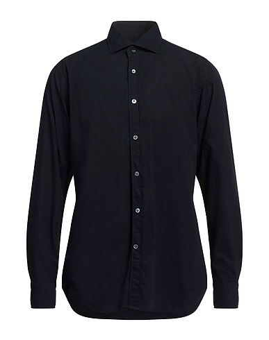 GUGLIELMINOTTI Solid colour shirt Midnight blue 100% Cotton