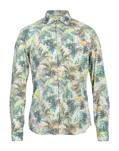 MANUEL RITZ Hemd mit Muster Gelb 97% Baumwolle, 3% Elastan
