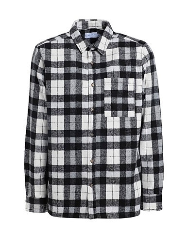 TOPMAN Kariertes Hemd Grau 45% Polyester, 25% Synthetische Fasern, 17% Baumwolle, 8% Viskose, 5% Wolle