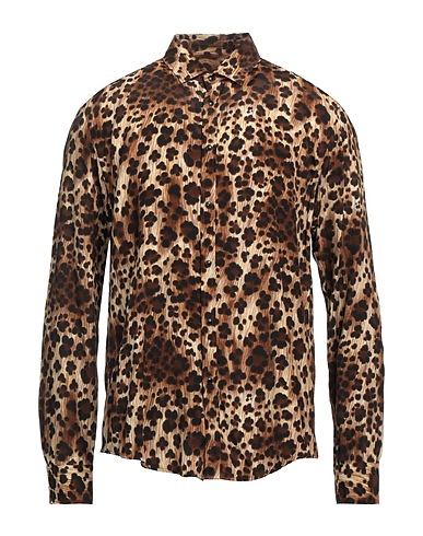 BRIAN DALES Patterned shirt Camel 100% Viscose