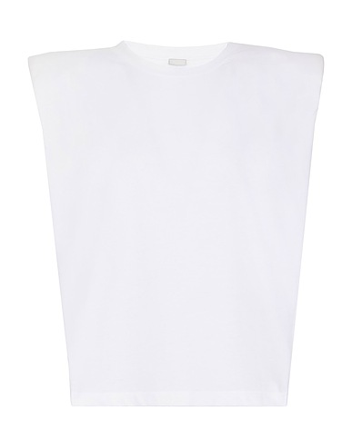 8 by YOOX Basic T-shirt ORGANIC COTTON PADDED S/SLEEVE SHOULDER T-SHIRT
 White 100% Organic cotton