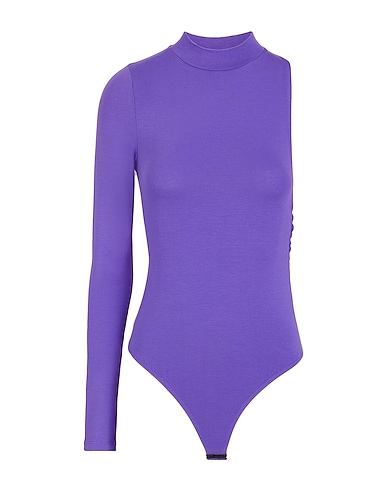 8 by YOOX TOPWEAR CUT-OUT ASYMMETRIC BODYSUIT
 Purple 95% Viscose, 5% Elastane