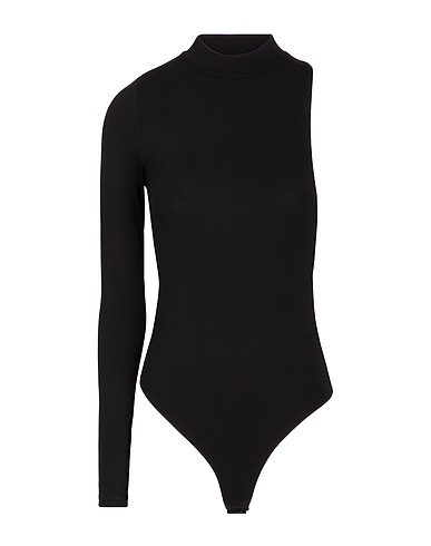 8 by YOOX TOPWEAR CUT-OUT ASYMMETRIC BODYSUIT
 Nero 95% Viscosa, 5% Elastan
