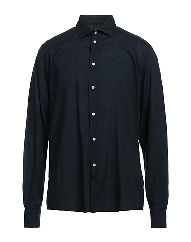 LIU •JO MAN Solid colour shirt Midnight blue 57% Lyocell, 22% Linen, 21% Cotton