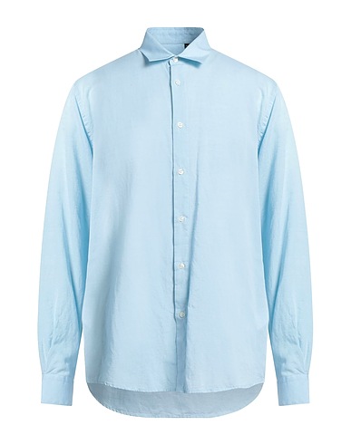 LIU •JO MAN Solid colour shirt Sky blue 57% Lyocell, 22% Linen, 21% Cotton