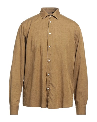 LIU •JO MAN Solid color shirt Khaki 57% Lyocell, 22% Linen, 21% Cotton