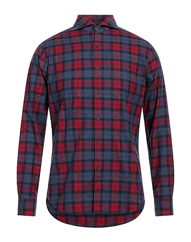 ALESSANDRO GHERARDI Checked shirt Burgundy 99% Cotton, 1% Polyester