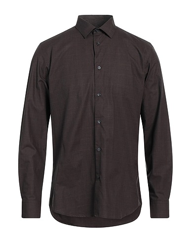 LIU •JO MAN Patterned shirt Dark brown 100% Cotton
