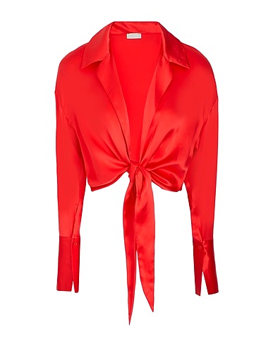 8 by YOOX Μεταξωτά πουκάμισα και μπλούζες SILK SATIN FRONT KNOT BLOUSE
 Κόκκινο 100% Μετάξι
