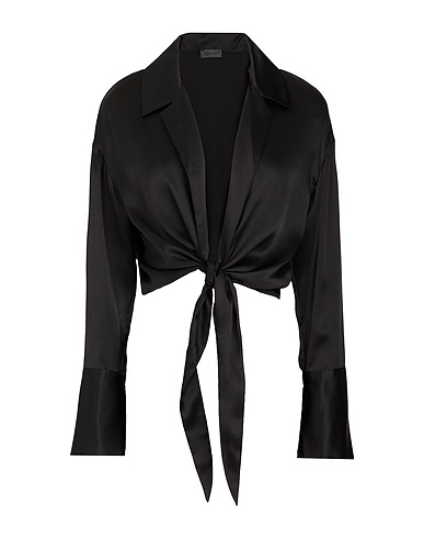 8 by YOOX Hemden und Blusen aus Seide SILK SATIN FRONT KNOT BLOUSE
 Schwarz 100% Seide