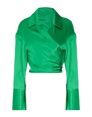 8 by YOOX Silk shirts & blouses SILK SATIN FRONT KNOT BLOUSE
 Green 100% Silk
