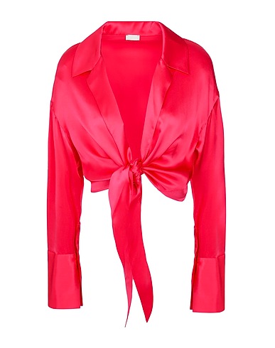 8 by YOOX Silk shirts & blouses SILK SATIN FRONT KNOT BLOUSE
 Fuchsia 100% Silk