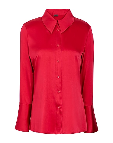 8 by YOOX Solid colour shirts & blouses STRETCH SILK-SATIN SHIRT
 Burgundy 95% Silk, 5% Elastane