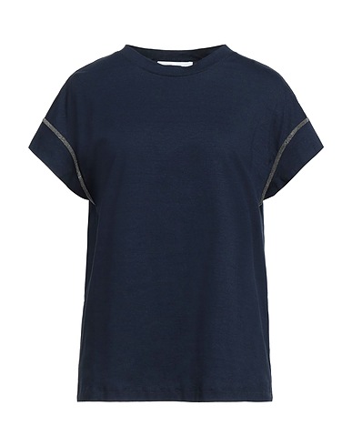 FABIANA FILIPPI T-shirt Midnight blue 68% Cotton, 29% Linen, 3% Elastane, Ecobrass