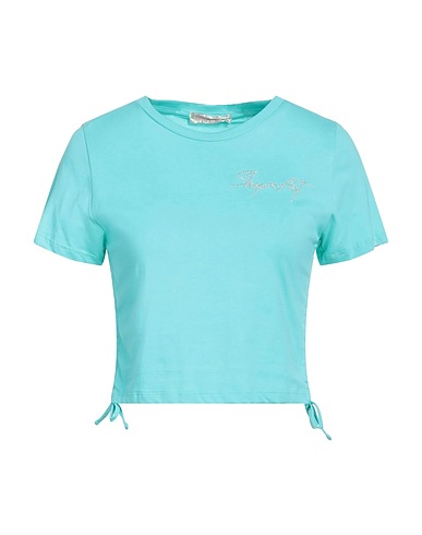 SHOPART T-shirt Turquoise 100% Cotton