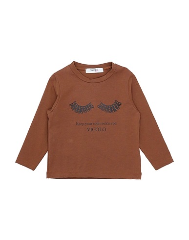 VICOLO T-shirt Marrone 93% Cotone, 7% Elastan