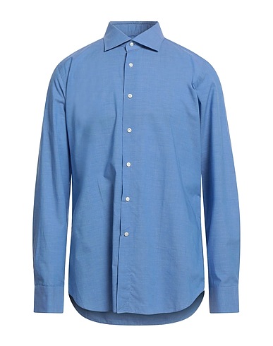 BAGUTTA Solid color shirt Blue 100% Cotton