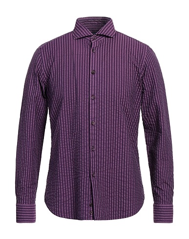 LARDINI Striped shirt Purple 82% Cotton, 18% Polyester