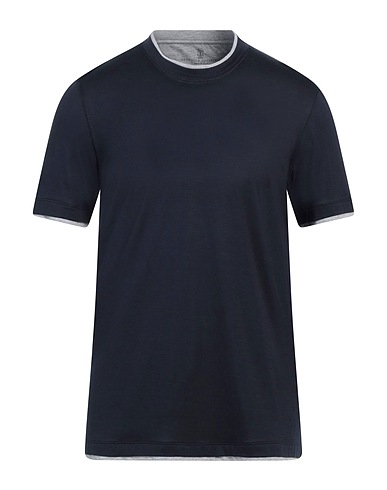 BRUNELLO CUCINELLI Basic T-Shirt Navy blue 60% Silk, 40% Cotton