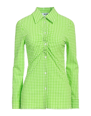 MSGM Chemise à carreaux Vert lime 48% Polyester, 46% Polyamide, 6% Élasthanne
