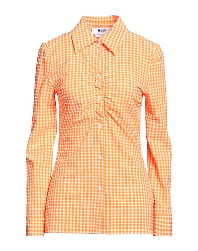 MSGM Checked shirt Orange 48% Polyester, 46% Polyamide, 6% Elastane