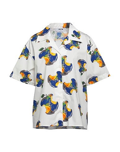 MSGM Patterned shirts & blouses White 100% Organic cotton