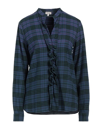 HER SHIRT HER DRESS Checked shirt Slate blue 100% Cotton