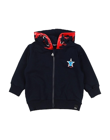 DANIELE ALESSANDRINI Hooded track jacket  Midnight blue 95% Cotton, 5% Elastane