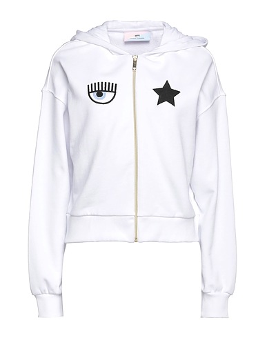CHIARA FERRAGNI Hooded track jacket  White 100% Cotton