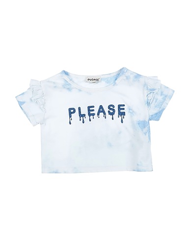 PLEASE T-shirt Celeste 100% Cotone