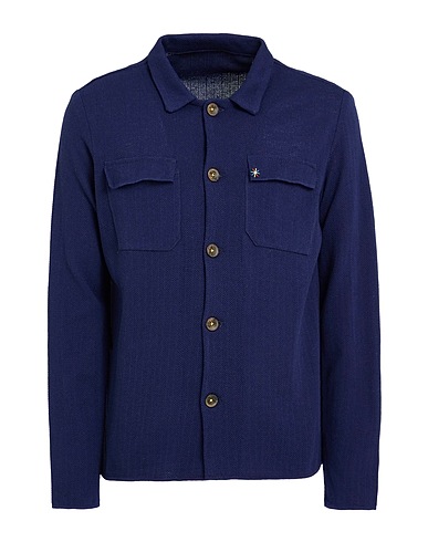 MANUEL RITZ Solid colour shirt Blue 50% Cotton, 50% Acrylic