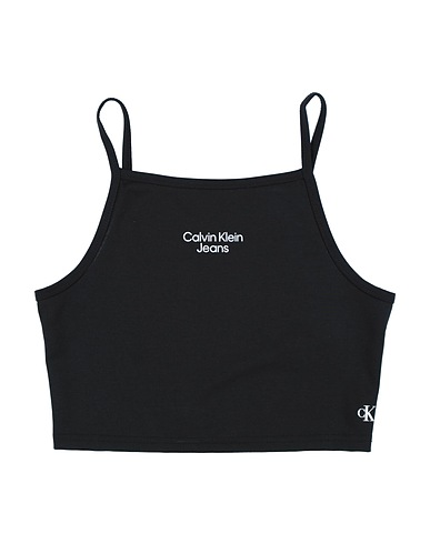 CALVIN KLEIN JEANS Top Nero 77% Poliestere, 19% Modal, 4% Elastan