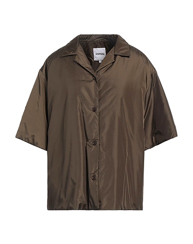 ASPESI Solid color shirts & blouses Military green 100% Polyamide