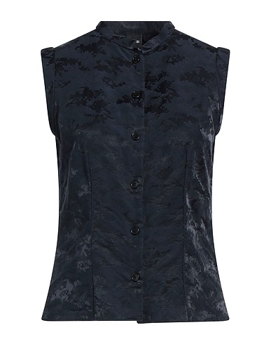 ASPESI Solid color shirts & blouses Midnight blue 54% Cotton, 46% Polyamide