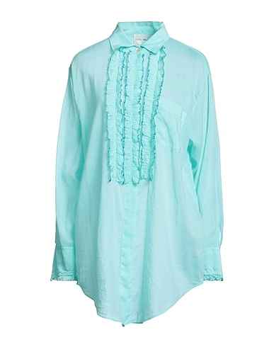 FORTE_FORTE Solid colour shirts & blouses Turquoise 70% Cotton, 30% Silk