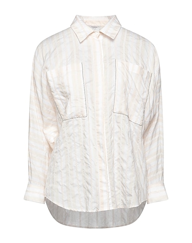 PESERICO Camicia a righe Beige 67% Viscosa, 18% Seta, 12% Tencel™, 3% Poliammide