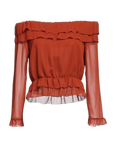 KONTATTO Off-the-shoulder top Brown 100% Polyester