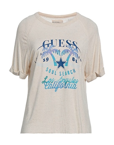 GUESS T-shirt Beige 85% Viscose, 15% Linen