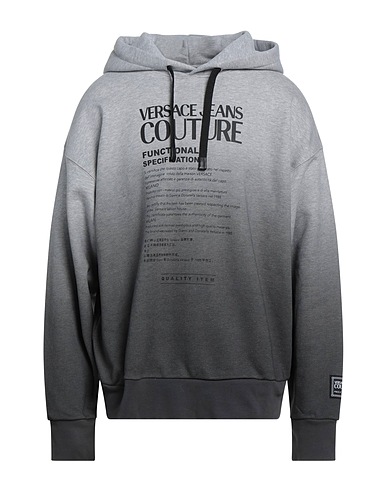 VERSACE JEANS COUTURE Hooded track jacket  Light grey 100% Cotton, Elastane