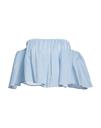 KONTATTO Off-the-shoulder top Sky blue 65% Cotton, 27% Nylon, 8% Elastane
