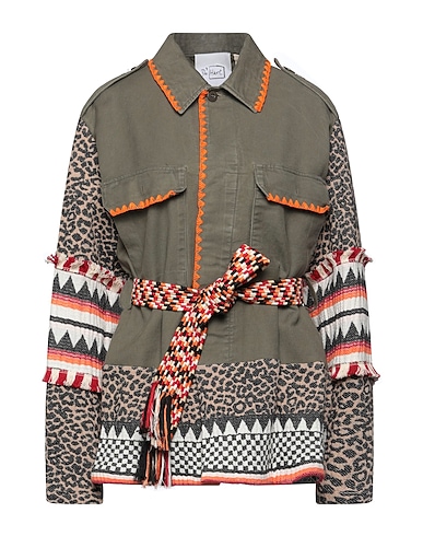 DE' HART Camicie  e bluse fantasia Verde militare 85% Cotone, 12% Poliestere, 3% Altre Fibre