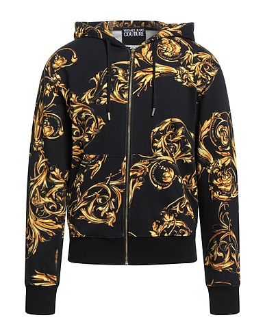 VERSACE JEANS COUTURE Hooded sweatshirt Black 100% Cotton, Elastane