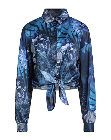 GUESS Floral shirts & blouses Midnight blue 100% Polyester