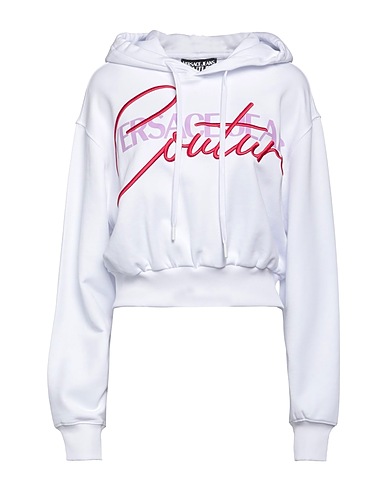 VERSACE JEANS COUTURE Hooded track jacket  White 100% Cotton, Elastane