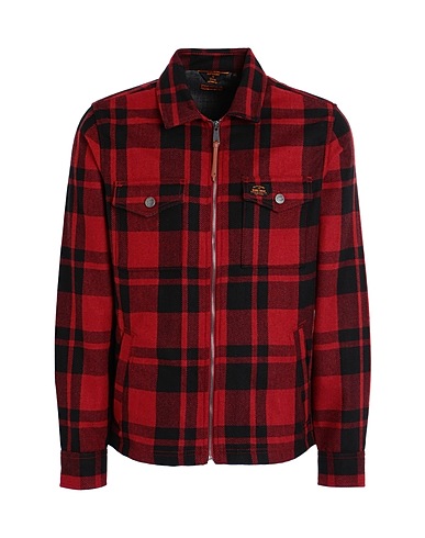 SUPERDRY Checked shirt Red 43% Wool, 41% Polyester, 14% Acrylic, 2% Nylon